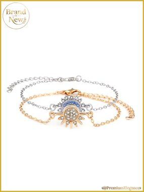 Sun Moon Bracelet Set Stackable Adjustable Friendship Jewelry Couple Gift Alloy